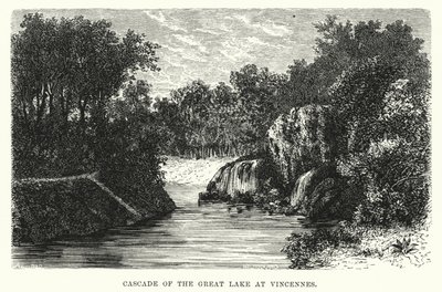 Cascade of the Great Lake at Vincennes (engraving) by English School