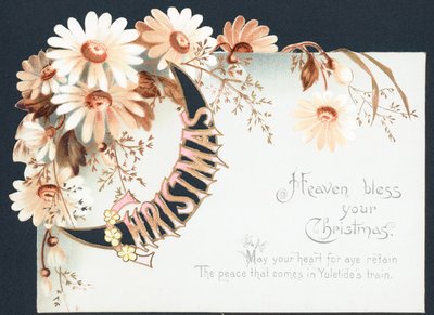 Cascading Flowers, Christmas Card by English School