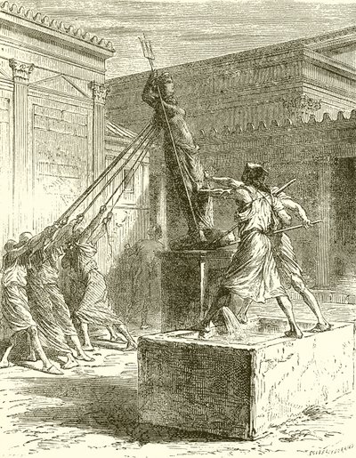Casting Down the Statue of Diana at Ephesus by English School