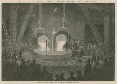 Casting a Great Cylinder for a Marine Steam Engine by English School