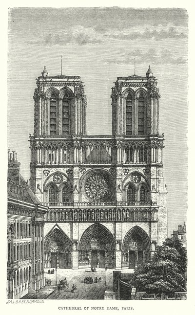 Cathedral of Notre Dame, Paris (engraving) by English School