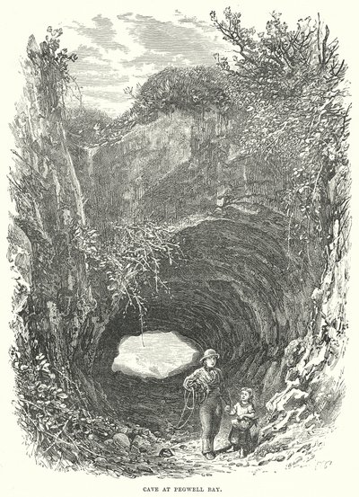 Cave at Pegwell Bay (engraving) by English School