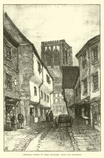 Central Tower of York Minster, from Old Shambles by English School