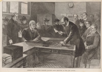 Ceremony of Cutting Faggots (Ancient Rent Services) at the Law Courts by English School