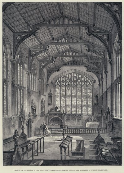 Chancel of the Church of the Holy Trinity, Stratford-upon-Avon, showing the Monument of William Shakespeare by English School