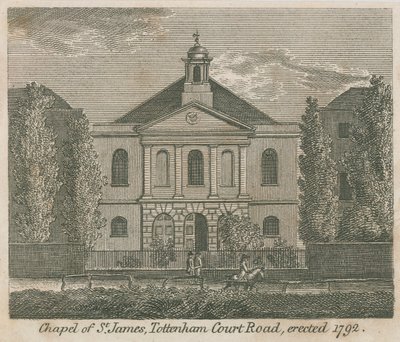 Chapel of St James, Tottenham Court Road, London, erected 1792 by English School