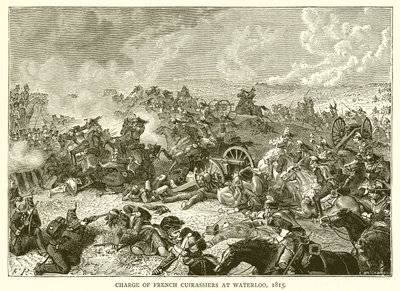 Charge of French Cuirassiers at Waterloo, 1815 by English School