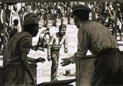 Charles Osborne and Captain Stott Laid Out Casks of Rum on the Beach by English School