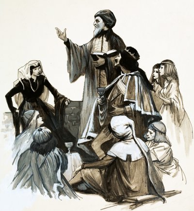 Chaucer reciting his poetry by English School