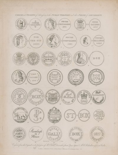 Checks and tickets of admission to the public theatres and other places of amusement by English School