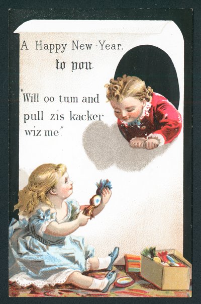 Children about to pull Cracker by English School