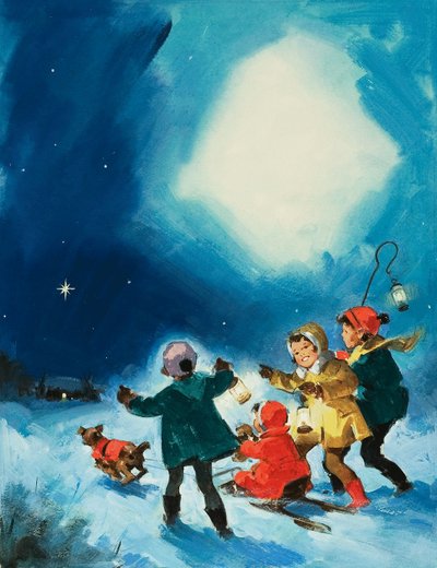Children in the Snow by English School