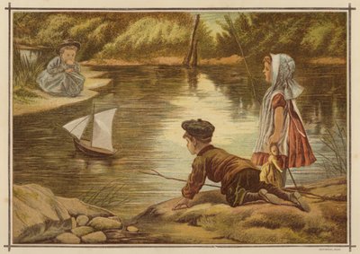Children Launching a Model Yacht by English School