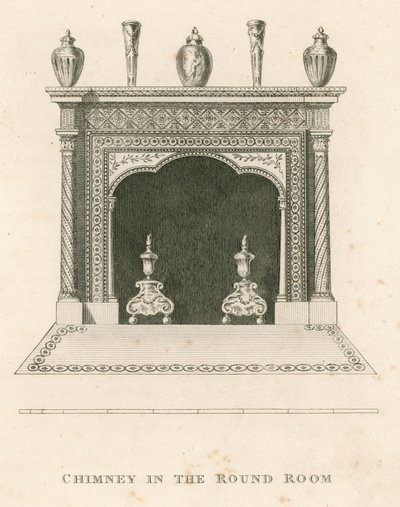Chimney in the Round Room, Strawberry Hill, Twickenham, London by English School