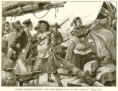 Chinese Officers Hauling Down the British Flag on the Arrow by English School