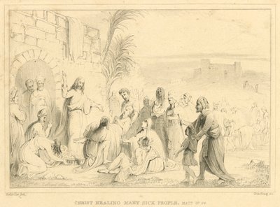 Christ Healing Many Sick People, Matthew IV, 24 by English School