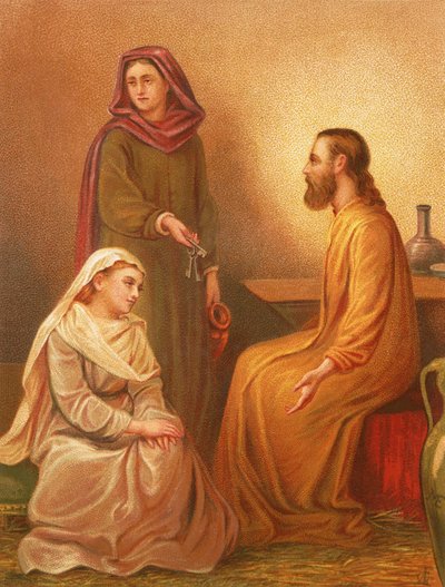 Christ in the house of Martha and Mary by English School