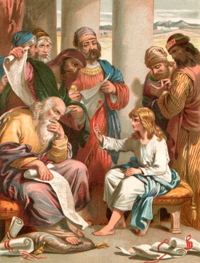 Christ in the midst of the doctors by English School