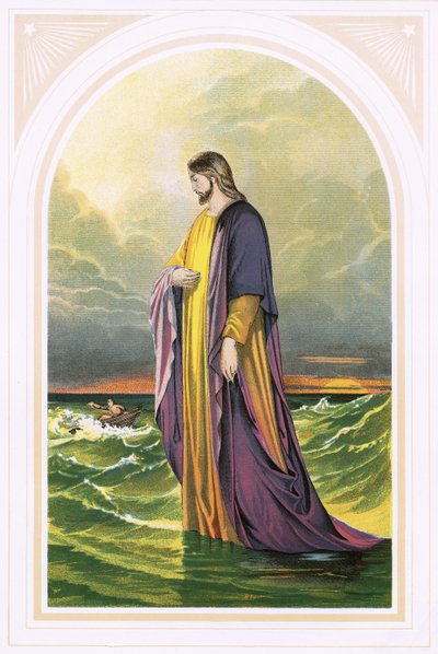 Christ Walking on the Sea by English School