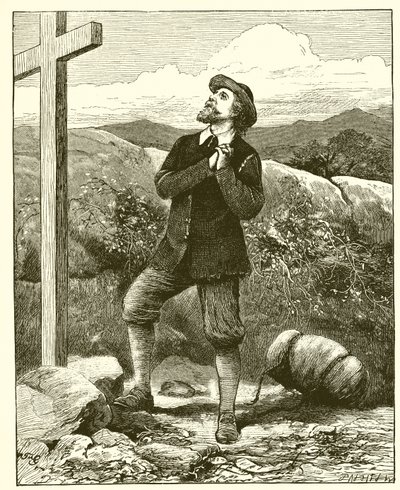 Christian Before the Cross. His Burden Fell Off His Back and Began to Tumble by English School