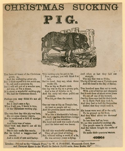 Christmas Sucking Pig, Verse Dated 1863 by English School
