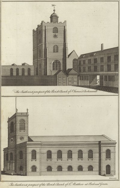 Church of St James, Clerkenwell and Church of St Matthew, Bethnal Green by English School