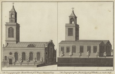 Church of St Mary, Aldermanbury and Church of Allhallows on London Wall, London by English School