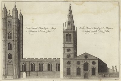 Church of St Mary Aldermary in Bow Lane and Church of St Margaret Pattens in Little Tower Street, London by English School