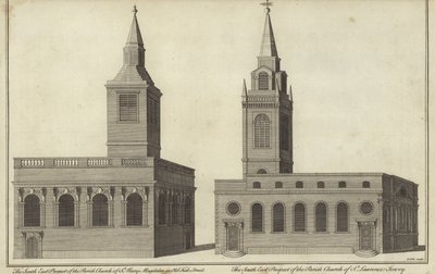 Church of St Mary Magdalen in Old Fish Street and Church of St Lawrence Jewry, London by English School