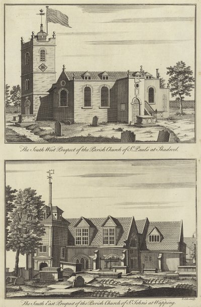 Church of St Paul, Shadwell and Church of St John, Wapping by English School