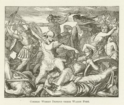 Cimbric Women Defend Their Wagon Fort by English School