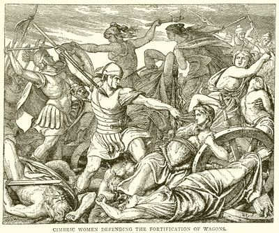 Cimbric Women Defending the Fortification of Wagons by English School
