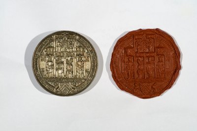 Circular seal with New College coat of arms by English School
