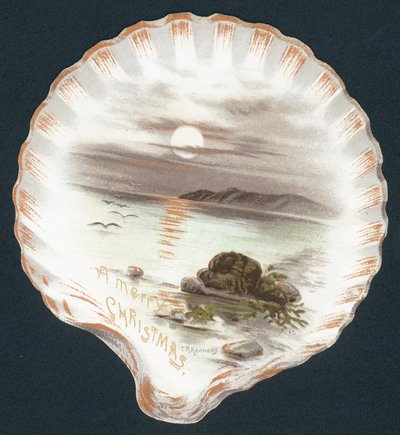 Clam Shell with Picture of Ocean by English School