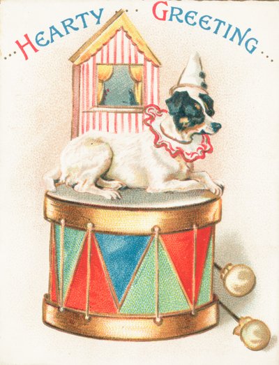 Clown Dog on Toy Drum by English School