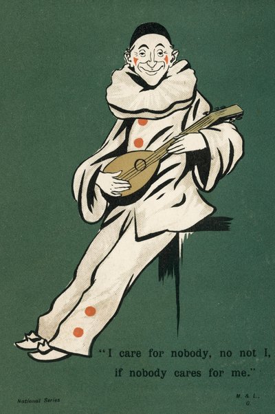 Clown Playing a Lute by English School