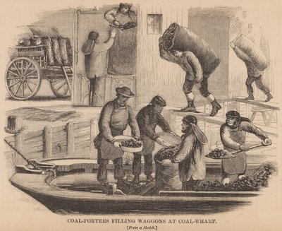 Coal-Porters Filling Waggons at Coal Wharf by English School