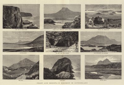 Coast and Mountain Scenery in Sutherland by English School