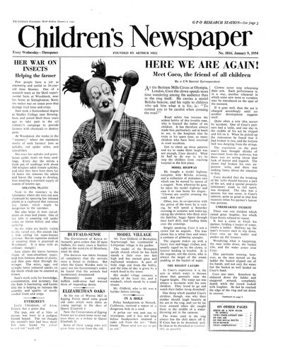Coco the Clown, front page of 