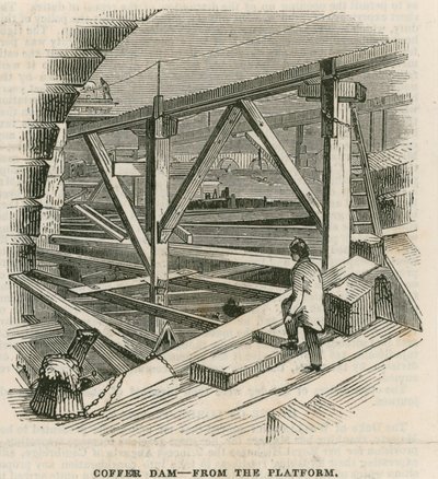 Coffer Dam, Westminster Bridge, from the Platform by English School