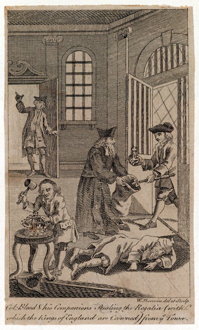 Colonel Blood and His Companions Stealing the Crown Jewels by English School