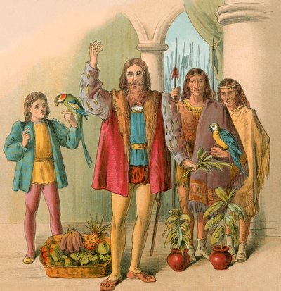 Columbus Describing the New World by English School
