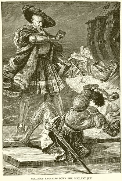 Columbus Knocking Down the Insolent Jew by English School