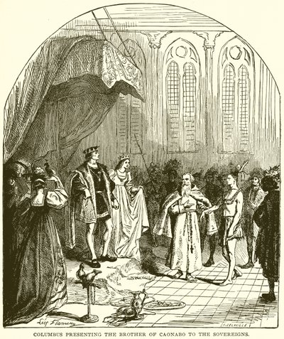 Columbus Presenting the Brother of Caonabo to the Sovereigns by English School