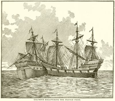 Columbus Recapturing the French Prize by English School