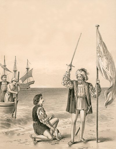 Columbus Takes Possession of the New World in the Name of His Sovereign by English School
