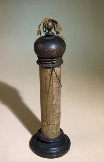 Column sundial painted with a figure of St. Christopher by English School