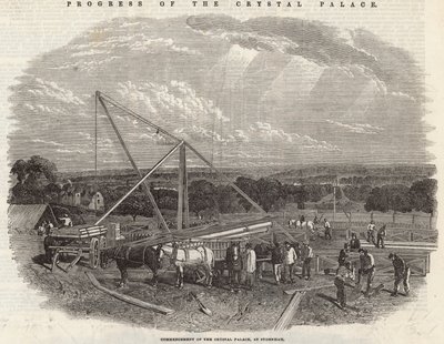 Commencement of the Crystal Palace at Sydenham by English School