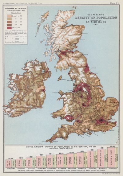 Comparative Density of Population Throughout the British Isles by English School