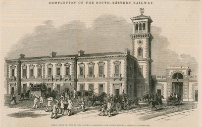 Completion of the South-Eastern Railway: Great joint station of the Croydon, Brighton and Dover Railway Company, Southwark, London by English School